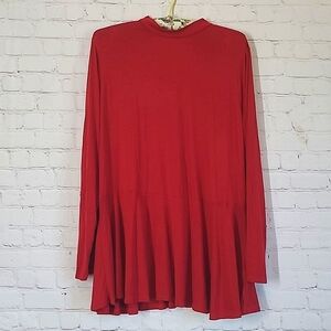Modcloth Cramberry Red Long Sleeve Loose Oversized Fit Flowy Top Shirt Size 2XL
